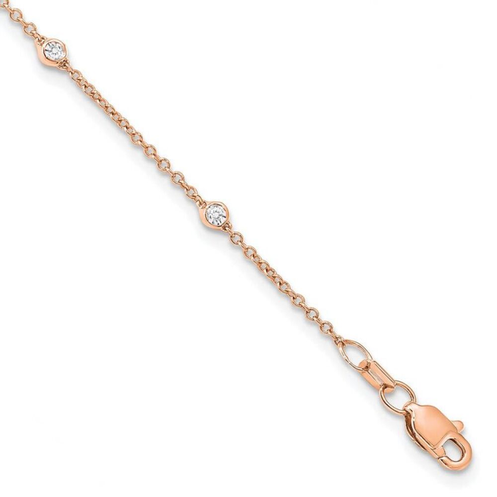 14k Rose Gold 1/5 Ct Lab Grown Diamond (E-F, VS1) Station Anklet - 9in